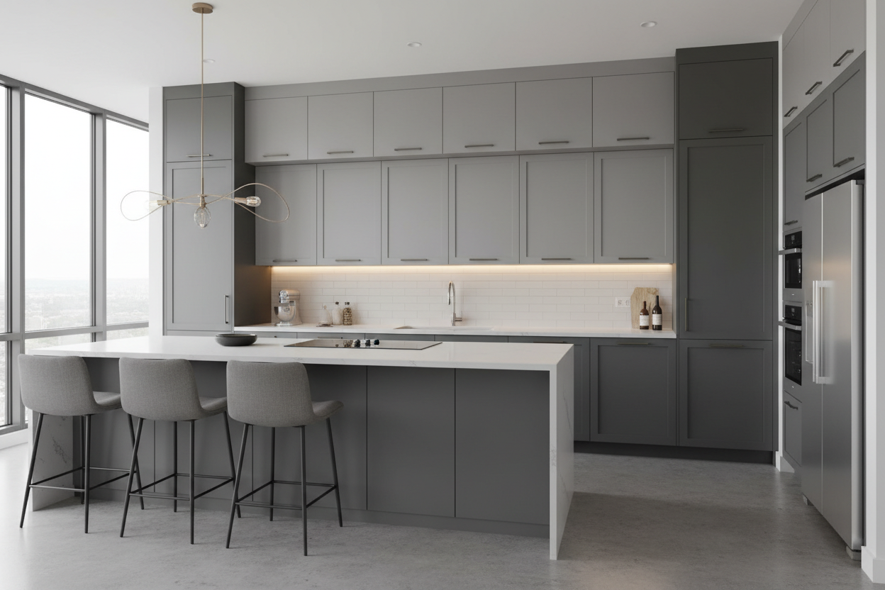Modern Grey Kitchen Cabinets | Custom Grey Kitchen Cabinet Design by ...
