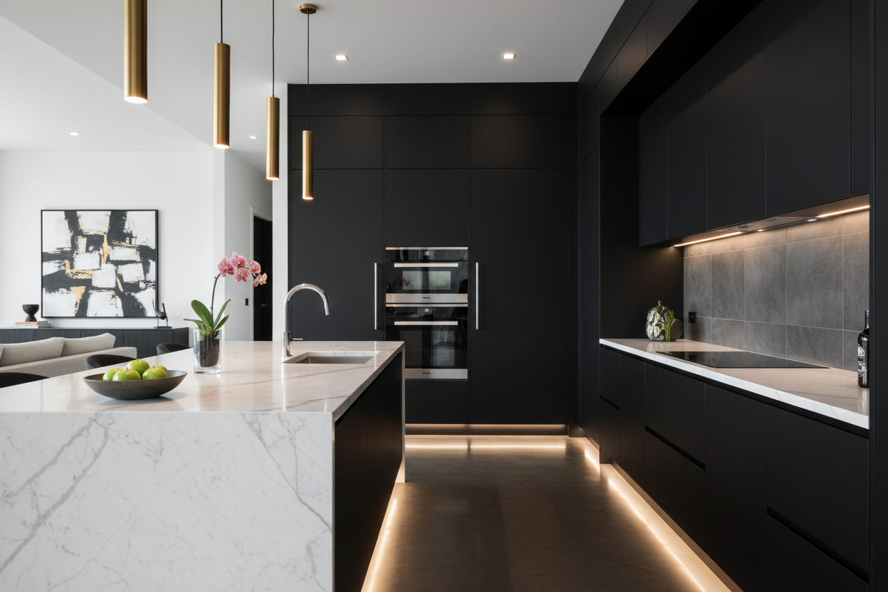 30 Black Kitchen Cabinet Ideas | Modern Matte Black Kitchen Cabinets ...