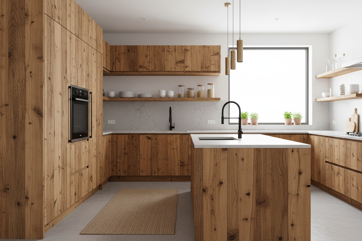 Photo inspiration: Picture Idea: Reclaimed Wood Kitchen Cabinets For Eco Friendly And Unique Kitchen